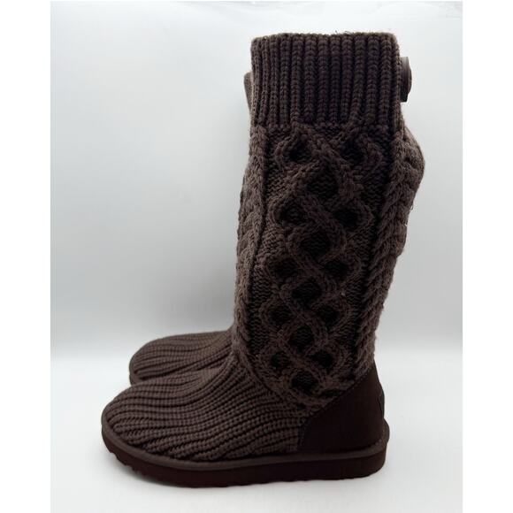 UGG Womens Classic Cardi Bootie US 8 EU 39 Brown Knit GUC - Picture 8 of 13